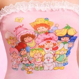 Strawberry Shortcake & Friends 🍓 Pink Tube Top With Lace